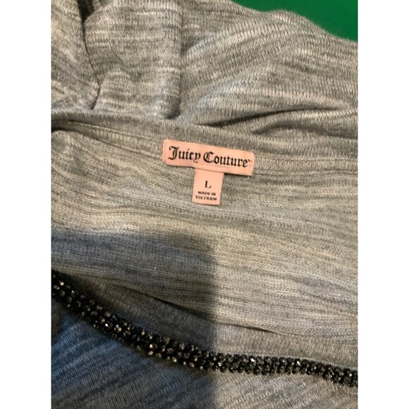 Juicy Couture Gray Heathered Knit Top w/ Jewel Neckline, Size Large - Picture 7 of 7